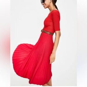 Boden Brione pink/red pleated midi dress size 6